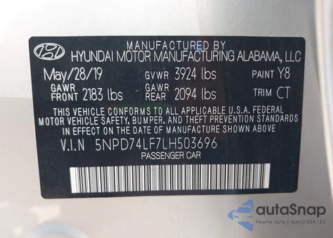 2020 Hyundai Elantra Se из США, поврежденный, VIN 5NPD74LF7LH503696